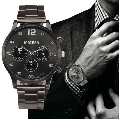 MIGEER İ Stainless Steel Mesh Band Watches Mens Top Brand
