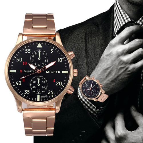 MIGEER Men's Watches Luxury Stainless Steel Analog Quartz Watch Top Brand Business Wrist Relogio #LH