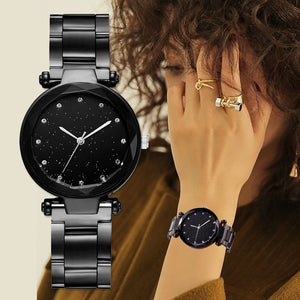 2019 Women Steel Watches Black Bracelet Watch Ladies Casual Quartz Stainless Band Marble Strap Dress Watch Relogio Feminino