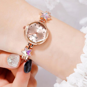 Disu Brand Bracelet Dress Quartz Watches For Women Luxury Rose Starry Star Design Fashion Creative Ladies Clock Reloj Mujer